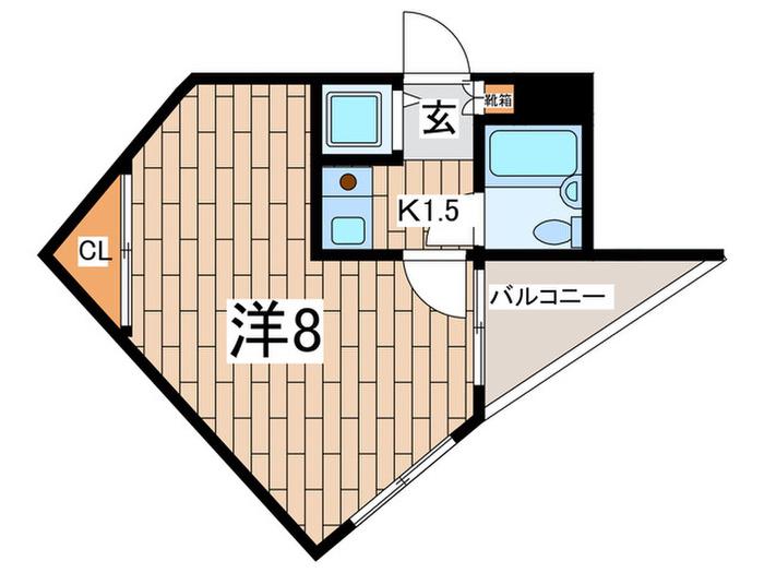 デルニエ横濱(1K/2階)の間取り写真