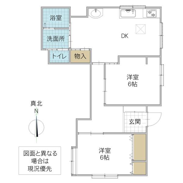 サンステージ石川(2DK/1階)の間取り写真