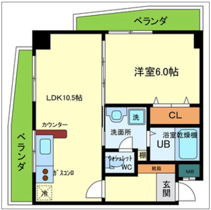 日興桜川ハイツ(1LDK/3階)の間取り写真