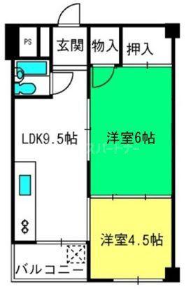 浅間ハイツ(2DK/3階)の間取り写真