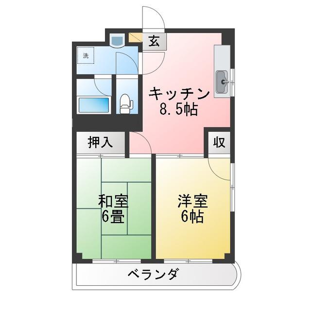 メゾングレース(2LDK/2階)の間取り写真