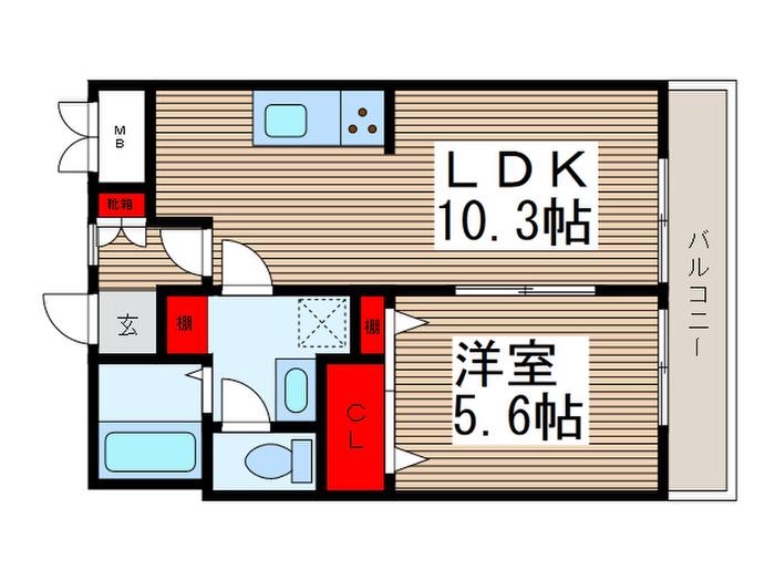 第2水落マンション(1LDK/2階)の間取り写真