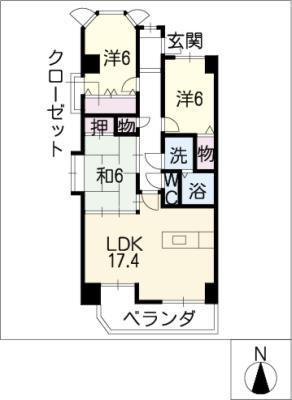 ラルゴ白壁(3LDK/5階)の間取り写真
