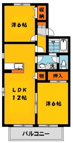 ル・パサージュ(2LDK/2階)の間取り写真