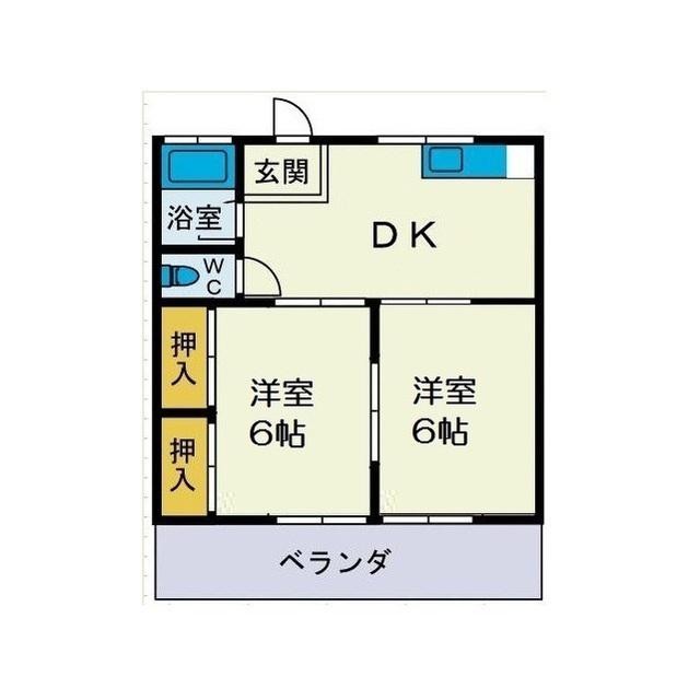 鈴英アパート(2DK/1階)の間取り写真