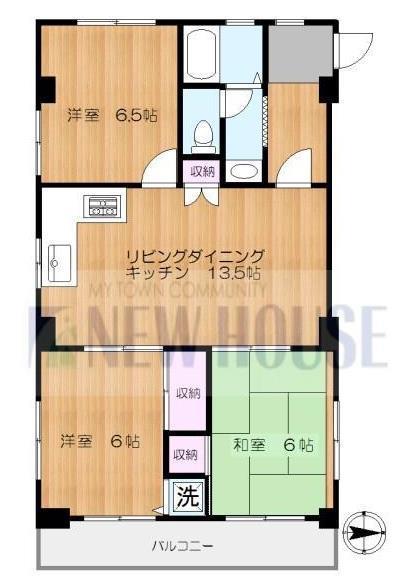 牛込ハイツ(3LDK/6階)の間取り写真