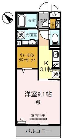 プレミール(1K/3階)の間取り写真