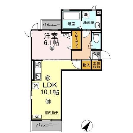 D-ROOM南鳥生(1LDK/3階)の間取り写真