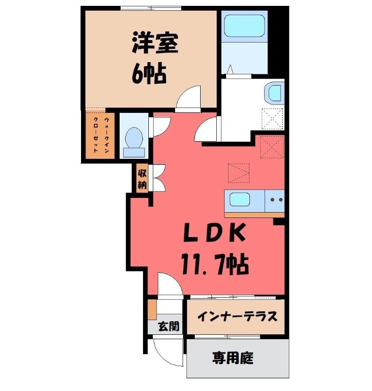 東松山市山崎町 アパートV期工事(1LDK/1階)の間取り写真