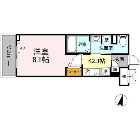オリヴィエ宝町(1K/4階)の間取り写真