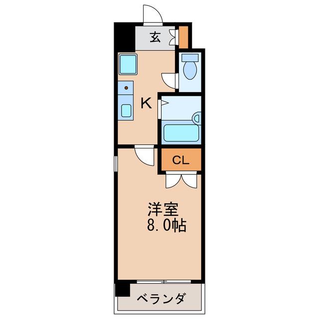 メゾンオランジェ渡辺(1K/2階)の間取り写真