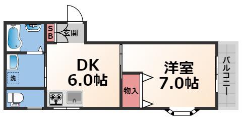 メゾン新今里III(1DK/2階)の間取り写真