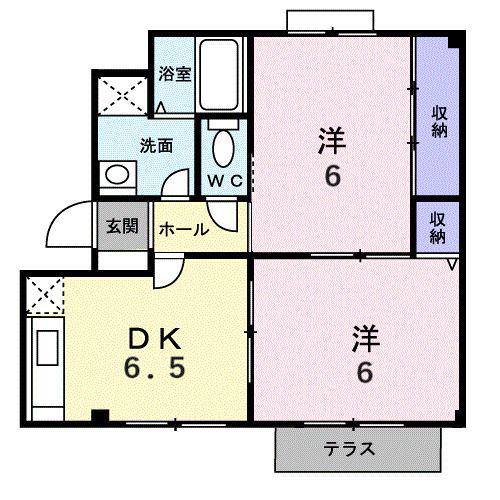 アミール立川I(2DK/1階)の間取り写真