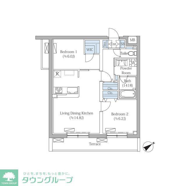 ROVINE目黒東山(2LDK/3階)の間取り写真