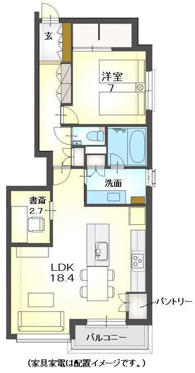 ル ヴァンヴェール夙川(1SLDK/2階)の間取り写真