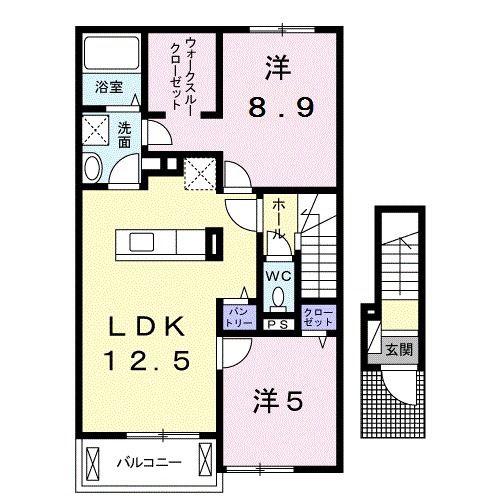 シエルII(2LDK/2階)の間取り写真