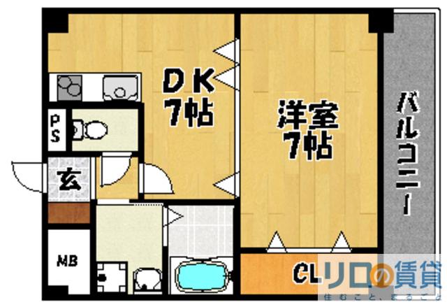 パルク・サザンクロス(1DK/1階)の間取り写真
