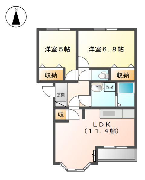 エスペランス福野(2LDK/2階)の間取り写真