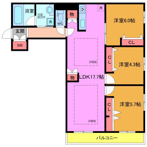 AVENIR門前仲町(2SLDK/2階)の間取り写真