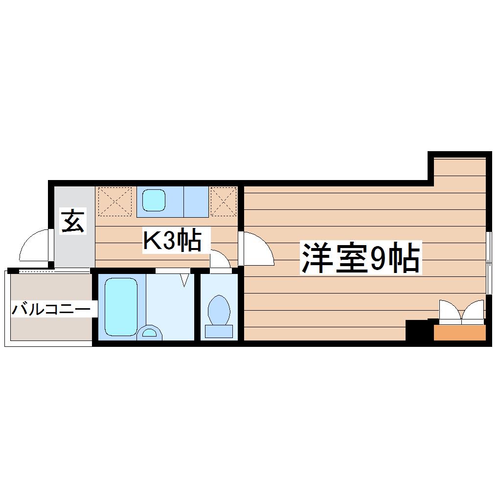 ヴァンデメール五橋(1K/8階)の間取り写真