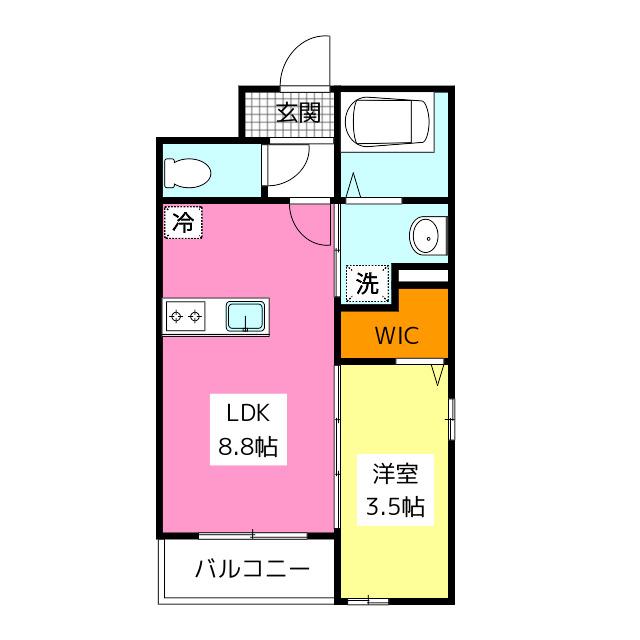 LUXCAS大橋(1LDK/2階)の間取り写真