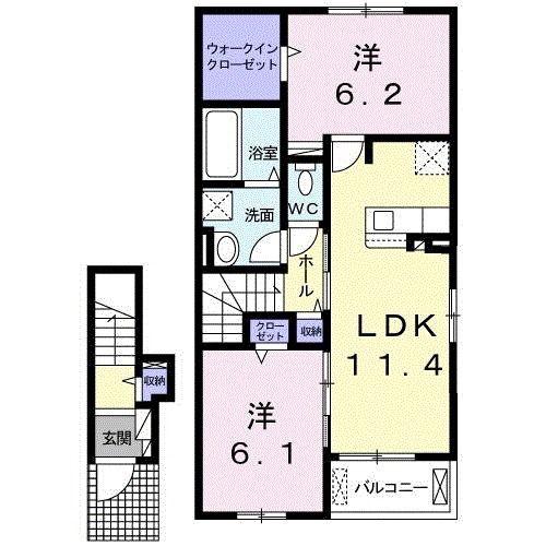 ハウス AIAI(2LDK/2階)の間取り写真
