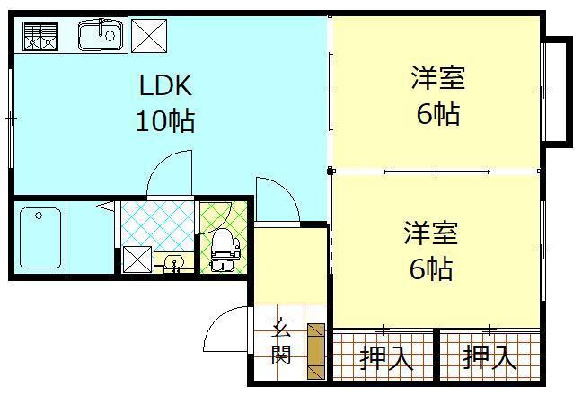ポートヴィレッジ日吉A棟(2LDK/2階)の間取り写真