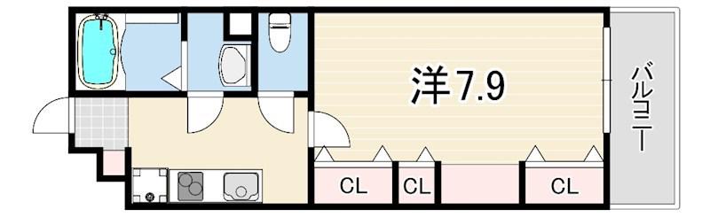 リブリ・中山手(1K/3階)の間取り写真