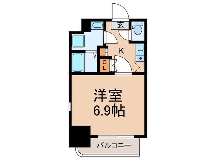 グランヴェルジュ大鳥居(1K/2階)の間取り写真