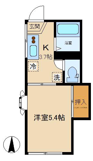 サンドミール(1K/2階)の間取り写真