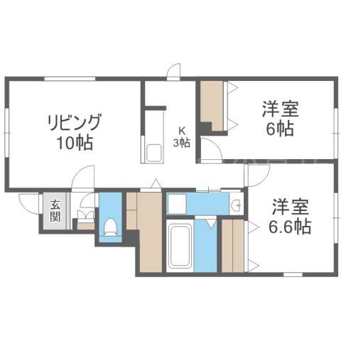 CASA DUETTO豊平(2LDK/1階)の間取り写真