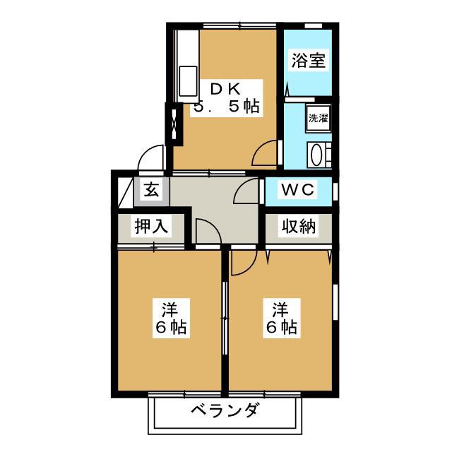ジュネス高栄(2DK/2階)の間取り写真