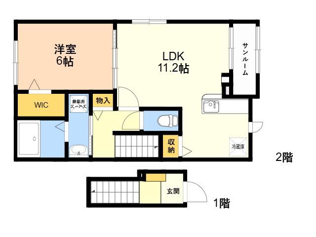 メゾン ボーテ(1LDK/2階)の間取り写真