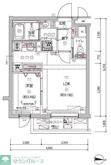ARCOBALENO BUBAIGAWARA(1LDK/2階)の間取り写真