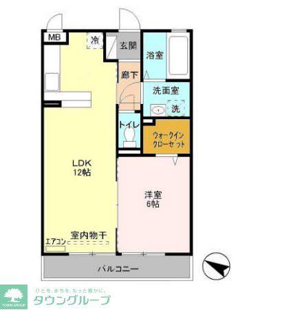 ニューランホープ(1LDK/2階)の間取り写真