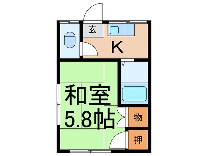 鈴木ハイツ(1K/2階)の間取り写真