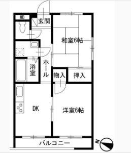 サンヒルズ東戸塚C(2DK/1階)の間取り写真