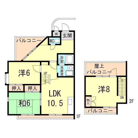 エクレール塚口1(3LDK/2階)の間取り写真