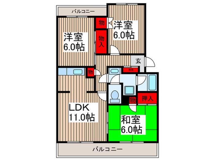オルヒデアI(3LDK/3階)の間取り写真