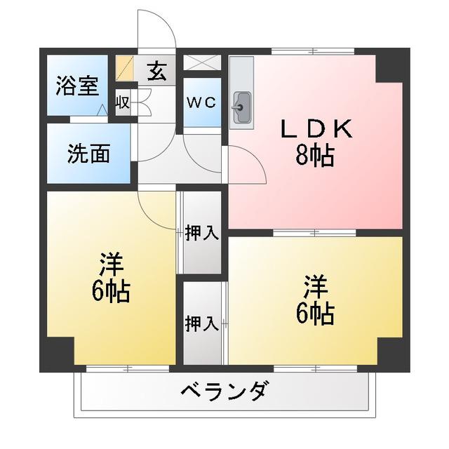 近鉄鈴鹿線 平田町駅 徒歩18分 2階建 築24年(2LDK/1階)の間取り写真