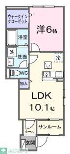 グレイスサイトG(1LDK/1階)の間取り写真