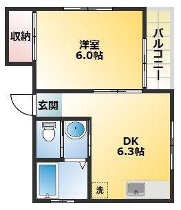 ピュアハウスSS8(1DK/2階)の間取り写真