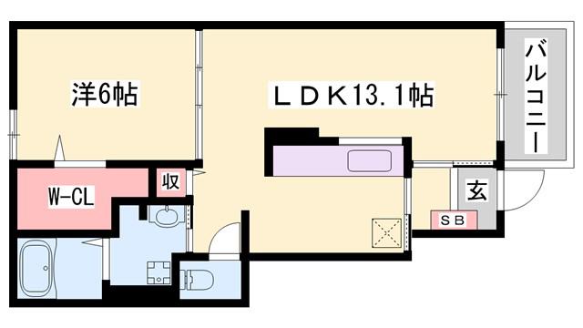 ベル・ソレイユ(1LDK/1階)の間取り写真