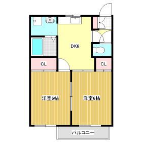フレグランスハピネスA(2DK/2階)の間取り写真