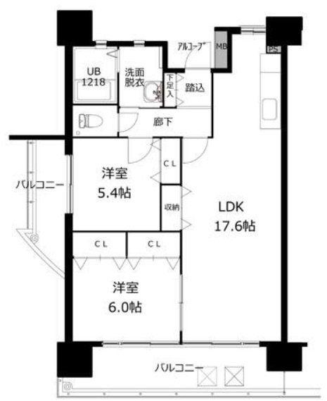 クラシオン木町 25棟(2LDK/3階)の間取り写真