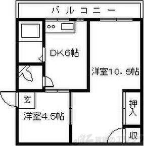 畑中マンション(2DK/4階)の間取り写真