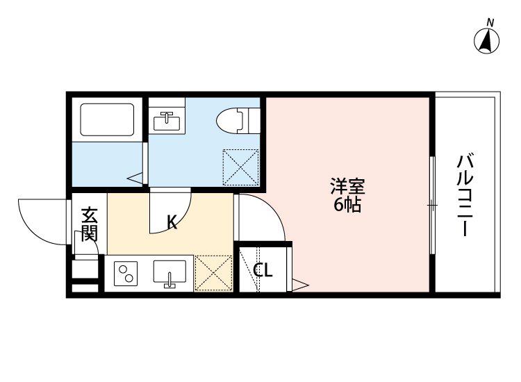 VALENTI中道(1K/3階)の間取り写真