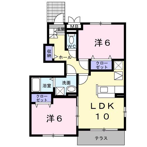 スイートベリー(2LDK/1階)の間取り写真