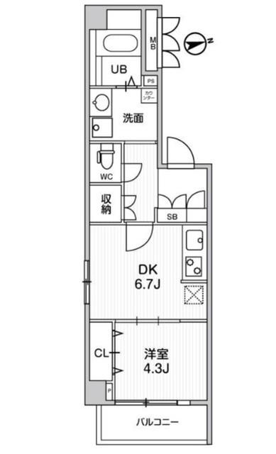 ALIVIS中野(1DK/4階)の間取り写真
