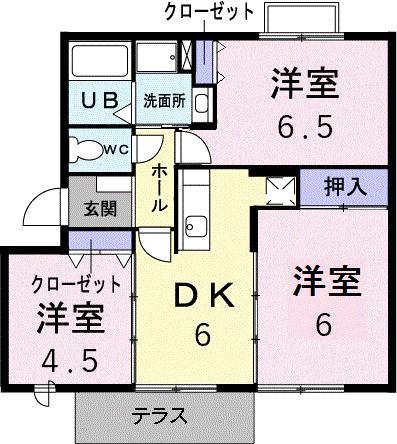 ヴィレッジトミタB棟(3DK/1階)の間取り写真